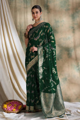 Womens Fashion Ethnic Green Color Sarees-MLSHWSA1587GRN0ONE